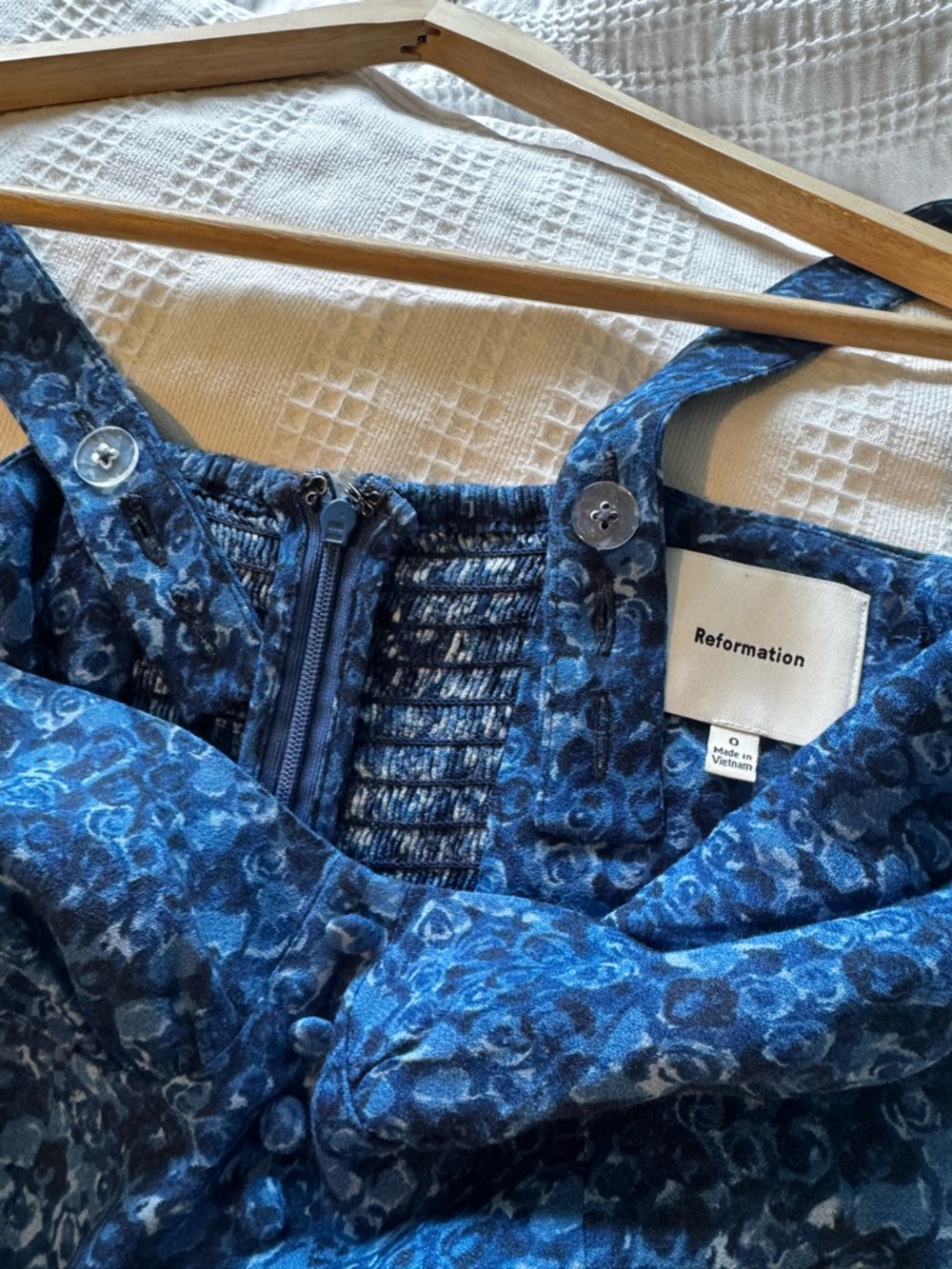 Reformation Navy Blue Floral Sweetheart Mini Dress - Picture 4 of 5
